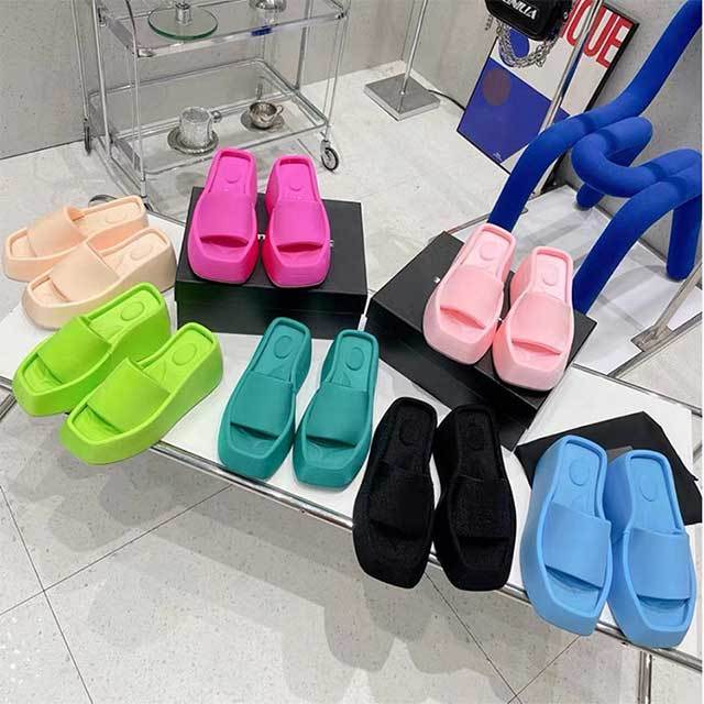 Candy Color Open Top Wedge Heels Slippers