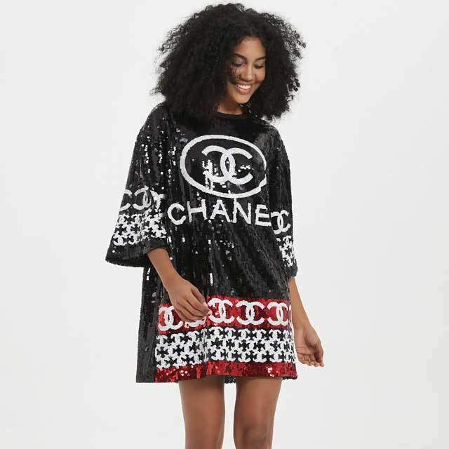 Fashion Short Sleeve Sequin Dress