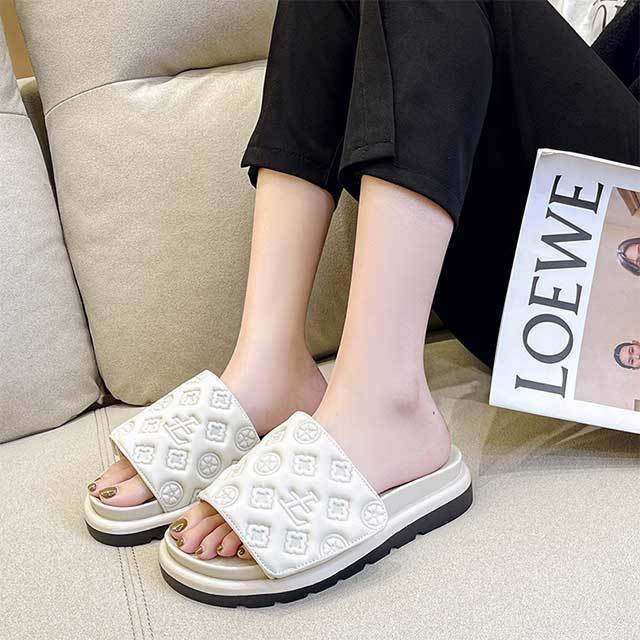 Luxury Magic Tape Flat  Platform Slippers