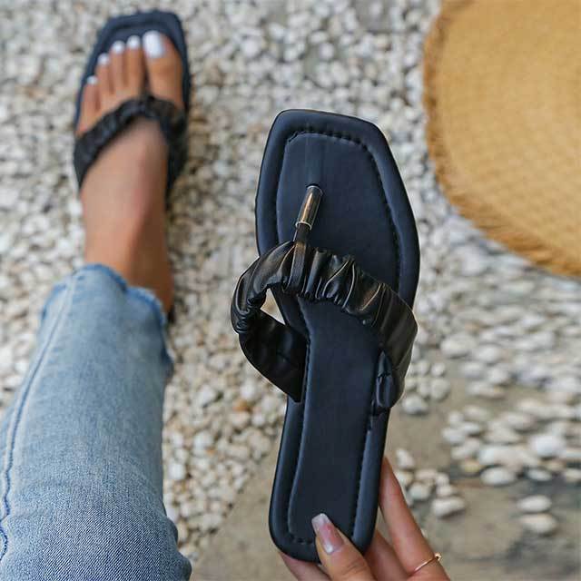 Solid Color Flat Flip Flops Shoes