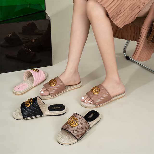 High Quality Fashion Woman Flat Straw Slippers