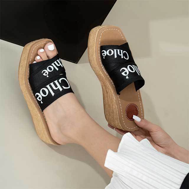 Letters Design Open Toes Wedge Sandals