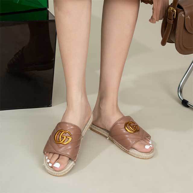 High Quality Fashion Woman Flat Straw Slippers
