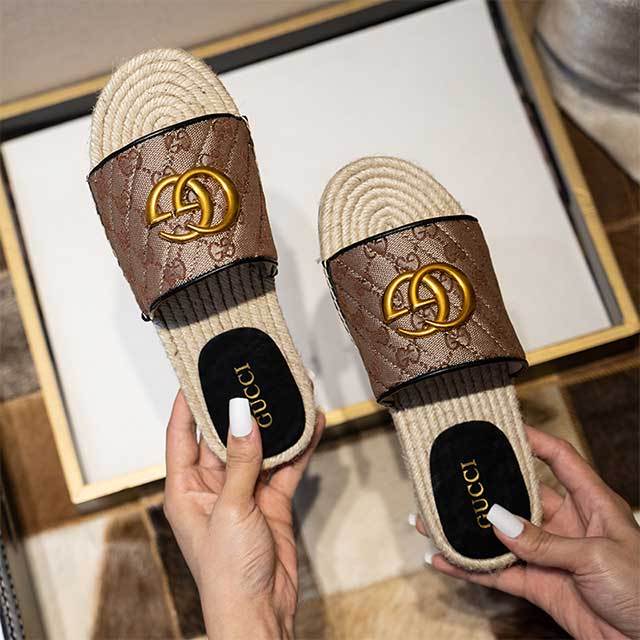 High Quality Fashion Woman Flat Straw Slippers