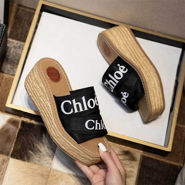 Letters Design Open Toes Wedge Sandals