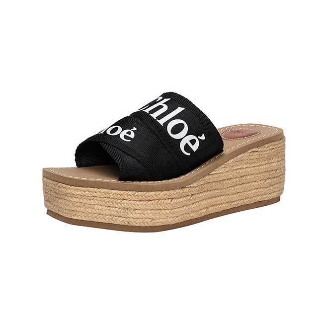 Letters Design Open Toes Wedge Sandals