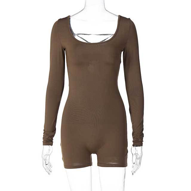 Strappy Open Back Fitness Romper