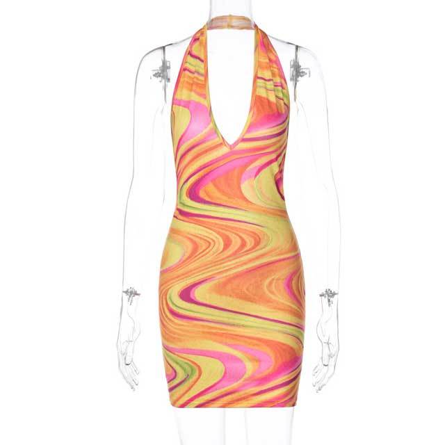 Printed Halter Bodycon Dress