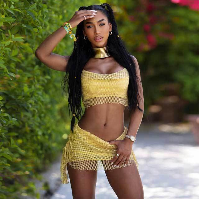 Mesh Halter Top Skirt Set