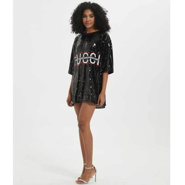 Sequin Half Sleeve Casual Dress