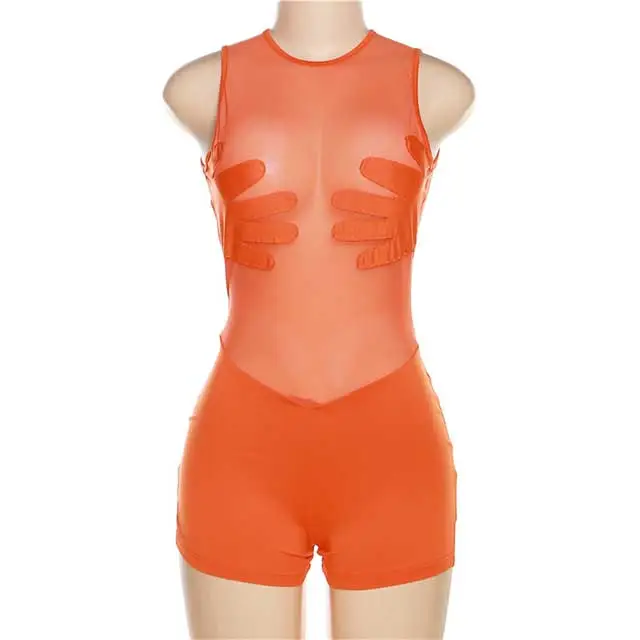 See Through Mesh Sleeveless Romper