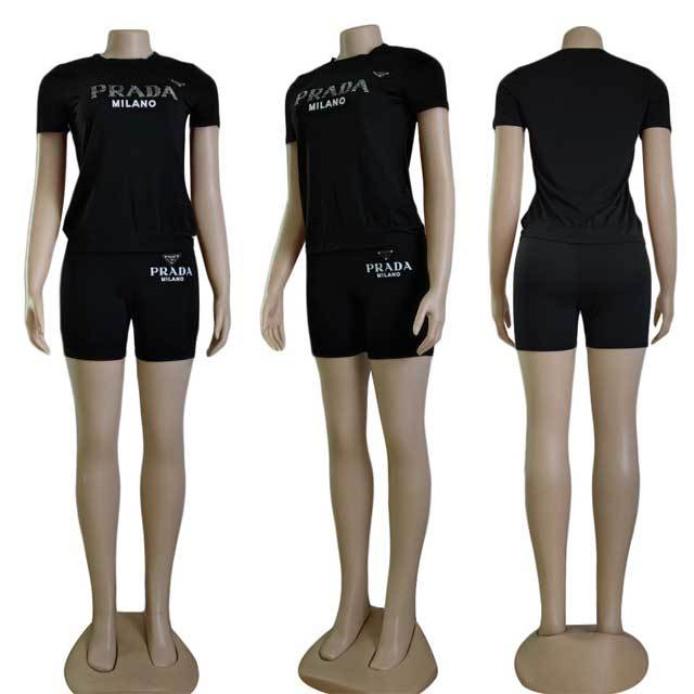 Rhinestones Two Piece Short Set