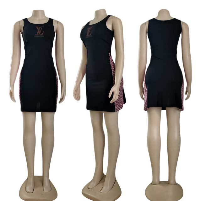 Ribbed Printed Sleeveless Dress
