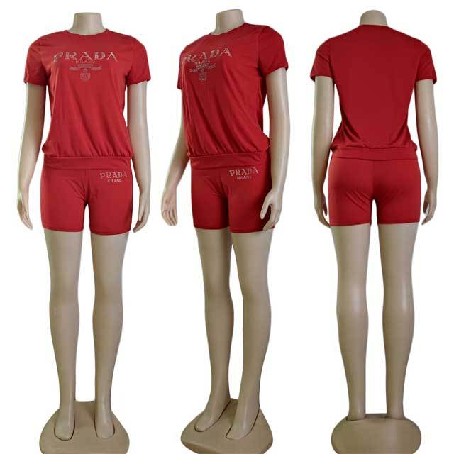 Rhinestones Two Piece Short Set