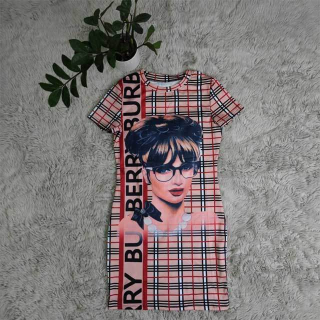 Printed Short Sleeve Bodycon Dress