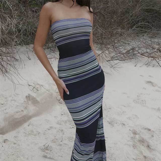 Striped Casual Maxi Dress