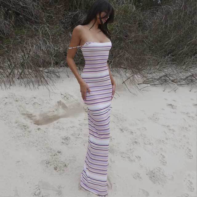 Striped Casual Maxi Dress