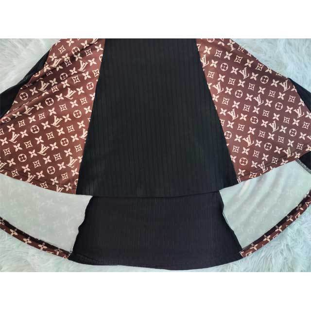 Embroidery Ribbed Skater Dress