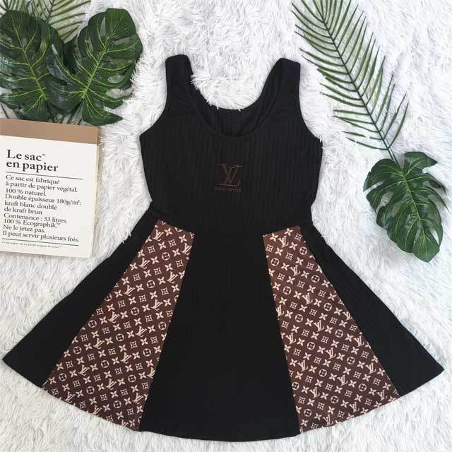 Embroidery Ribbed Skater Dress