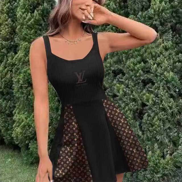 Embroidery Ribbed Skater Dress