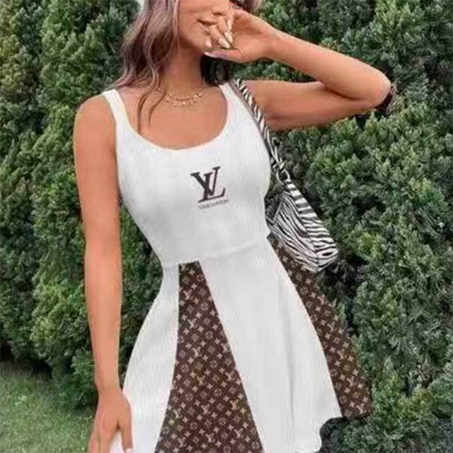 Embroidery Ribbed Skater Dress