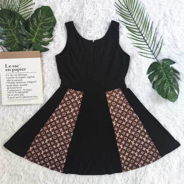Embroidery Ribbed Skater Dress