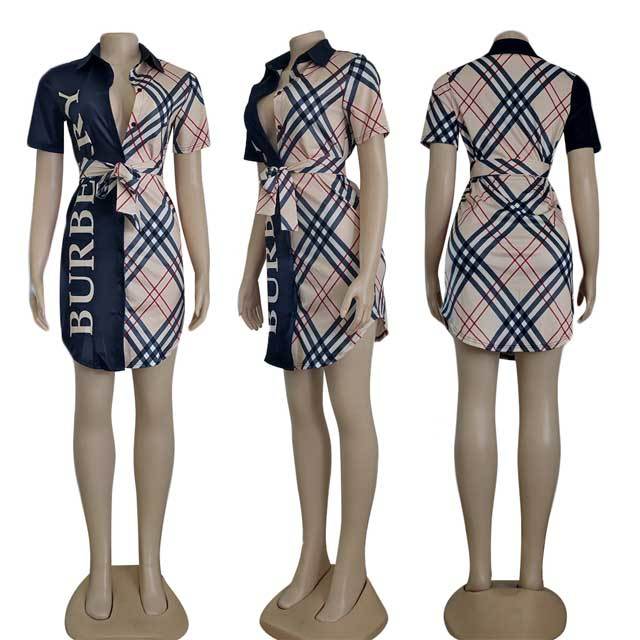Plaid Print Shirt Dress