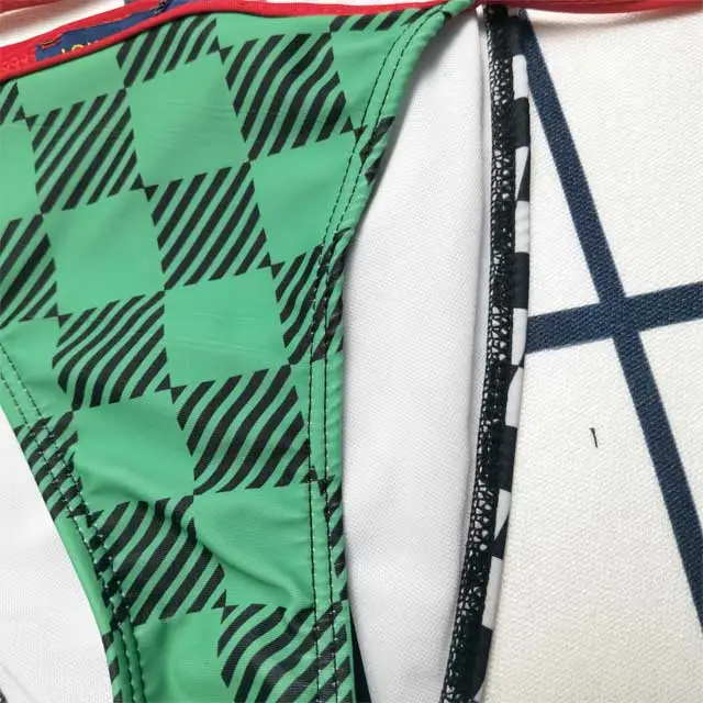Color Block Plaid Print Bikini Set