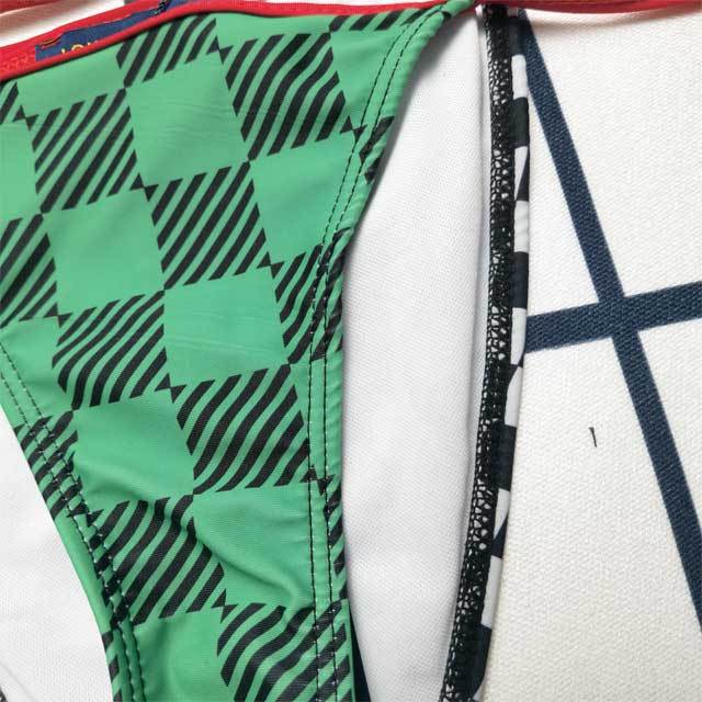 Color Block Plaid Print Bikini Set