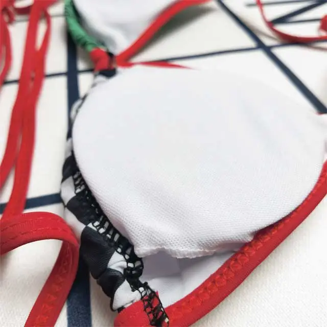 Color Block Plaid Print Bikini Set