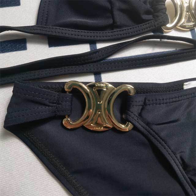 Metal Logo Strappy Swimsuit
