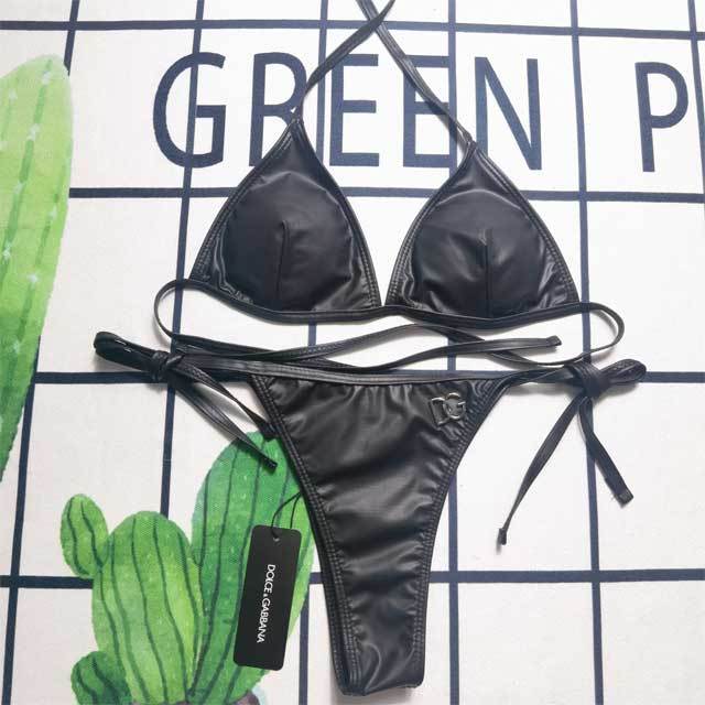 Leather Strappy Bikini Set