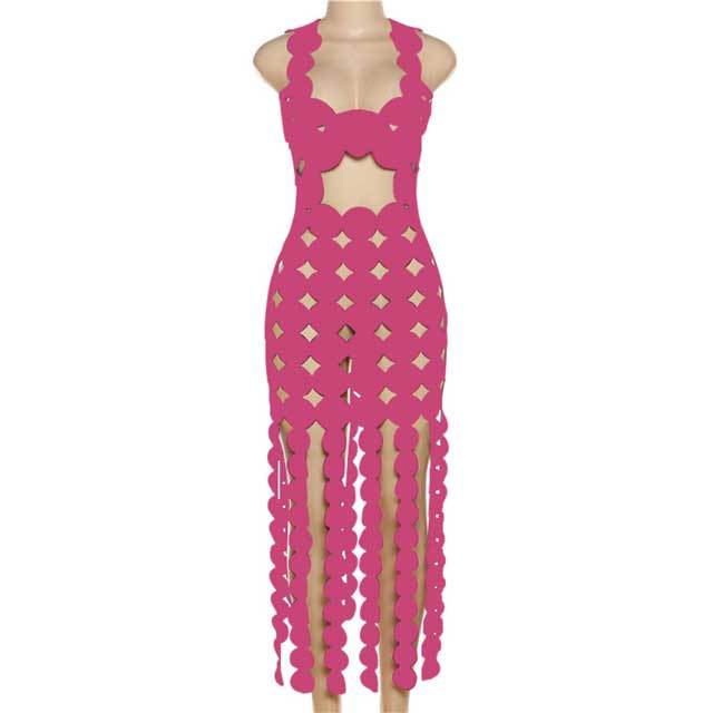 Hollow Out Sleeveless Maxi Dress