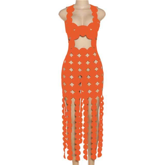 Hollow Out Sleeveless Maxi Dress