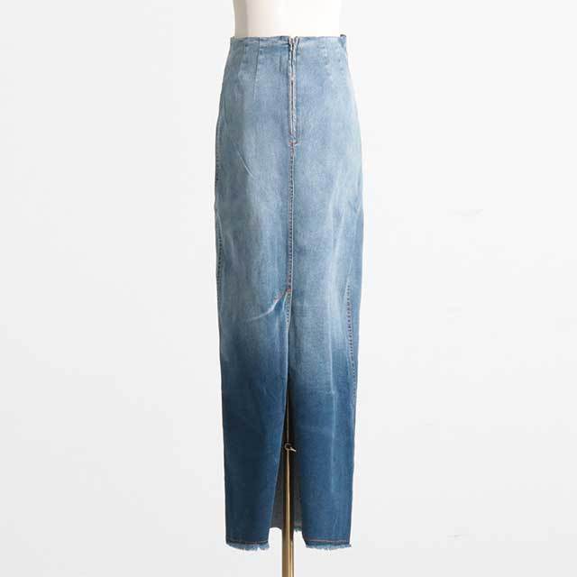 Gradient Denim Maxi Skirt