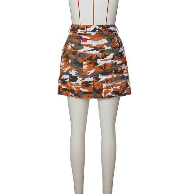 Patchwork Camo Slit Mini Skirt