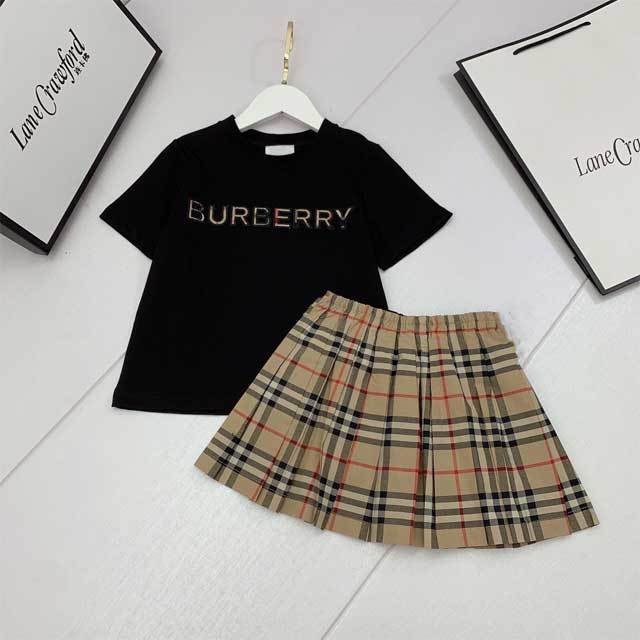 Plaid Print Girls Pleated Skirt Set