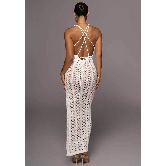 Knit Hollow Out Beach Maxi Dress