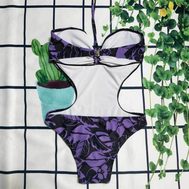 Printed Halter Backless Swimwear