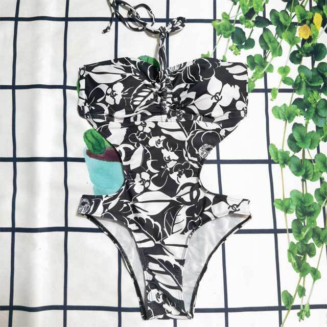 Printed Halter Backless Swimwear