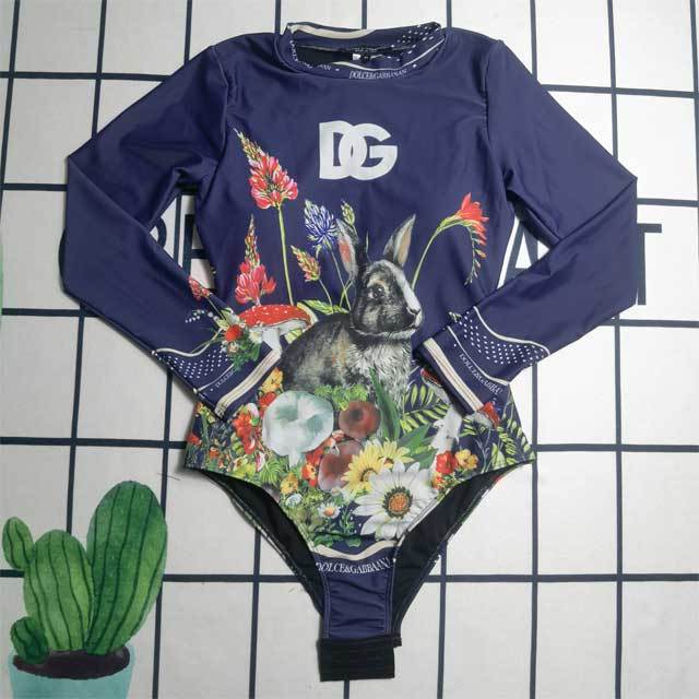 Rabbit Print Long Sleeve One Piece