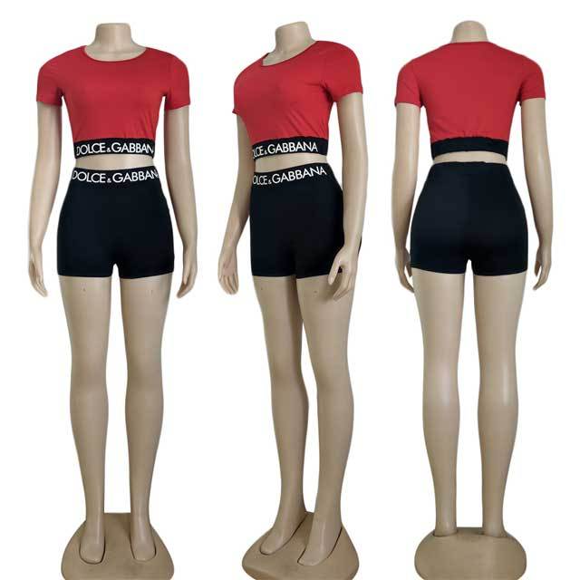 Letter Print Fitness Short Set