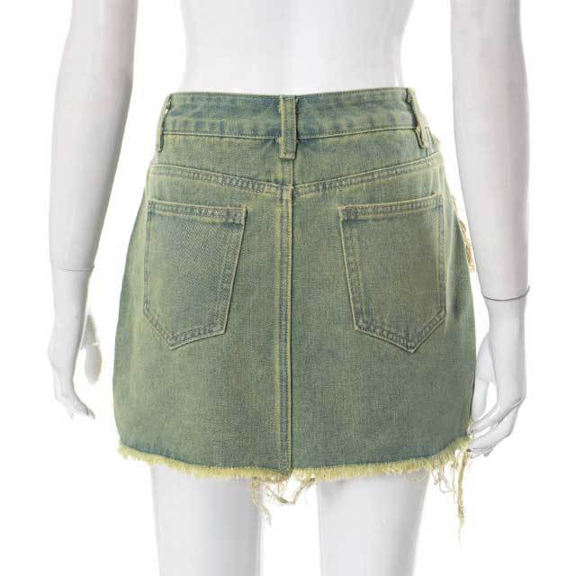 Denim Fringe Mini Skirt