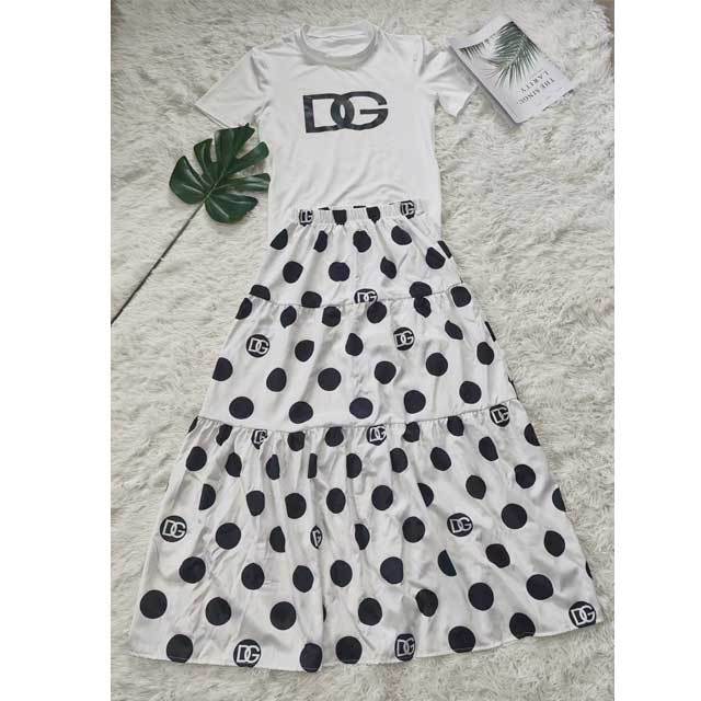 Polka Dots Print Maxi Skirt Set