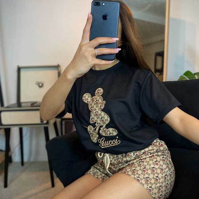 Embroidery Top Printed Short Set