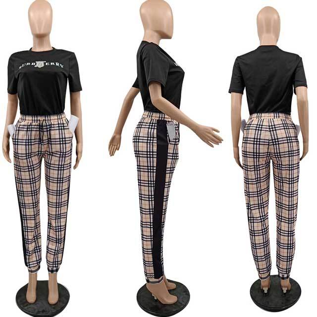 Plaid Print Casual Two Piece Set