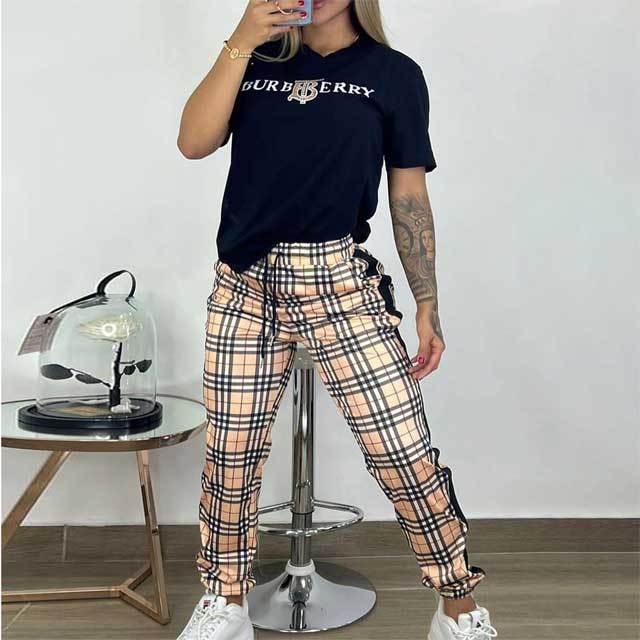 Plaid Print Casual Two Piece Set