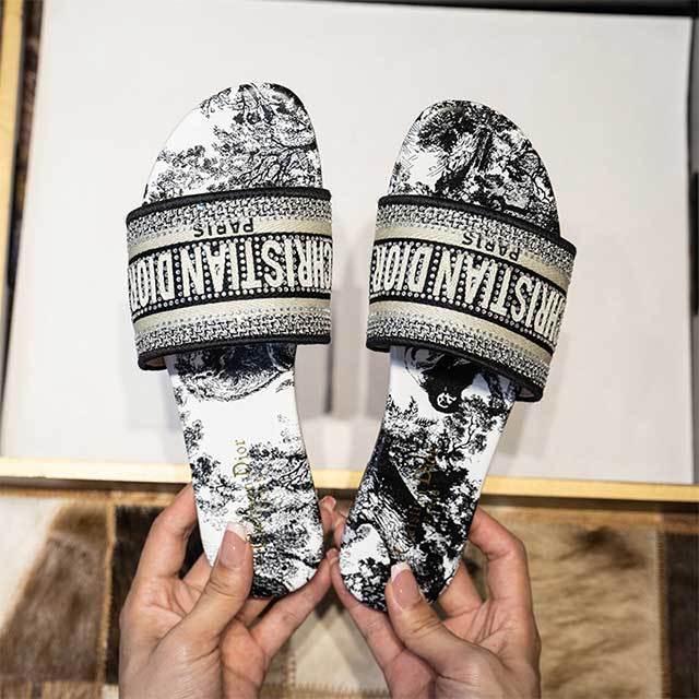 Rhinestoned Letters Design Flat Slides Shoes