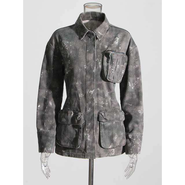 Denim Camo Cargo Jacket