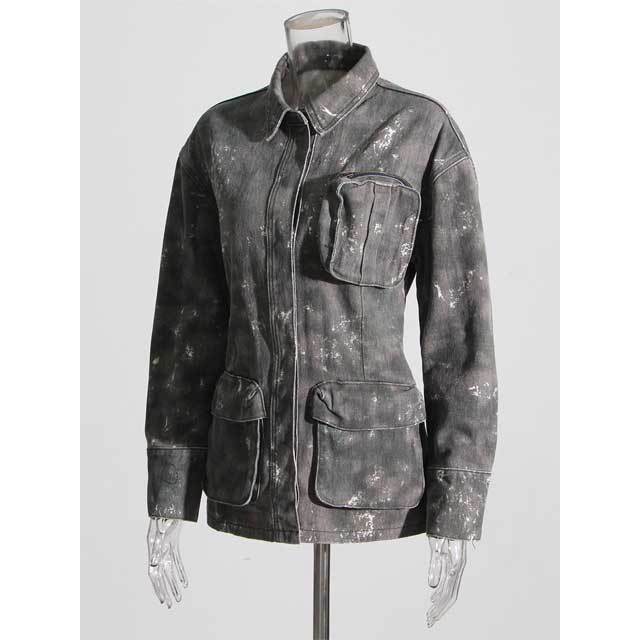 Denim Camo Cargo Jacket